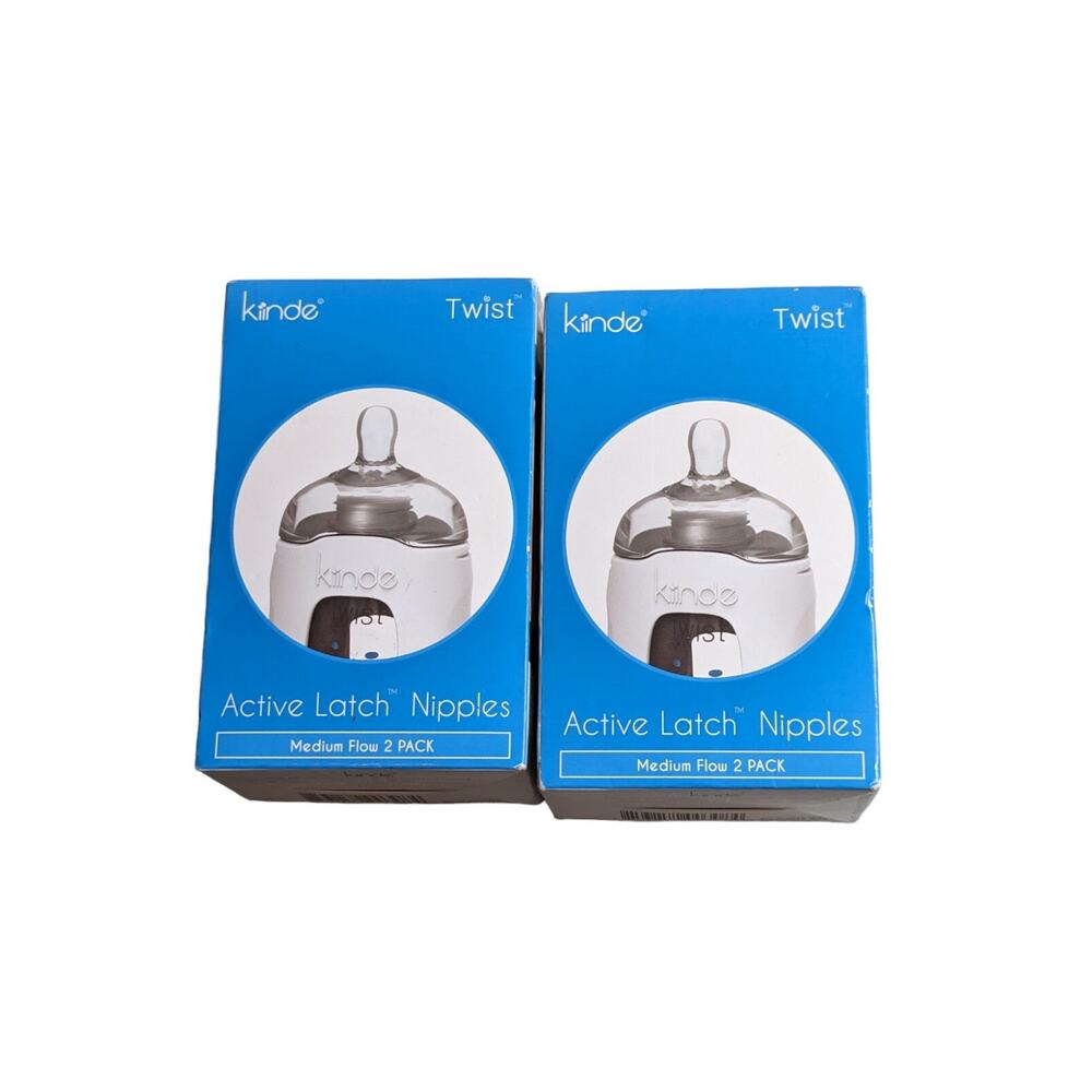 4x Kiinde Twist Active Latch Nipples With Cases Medium Flow New/Sealed